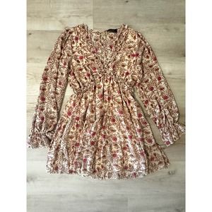 Aakaa Anthropologie floral puff sleeve babydoll dress size Medium